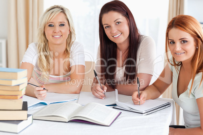 Charming Women sitting at a table learning