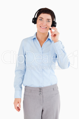Portrait of an office worker with a headset