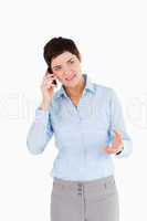 Portrait of a angry woman on the phone