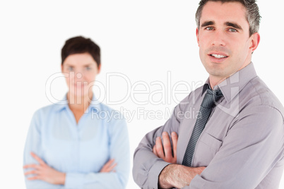 Smiling office workers posing