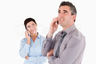 Office workers making a phone call