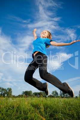 Happy girl jumps