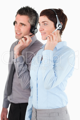 Portrait of operators using headsets