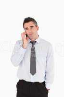 Portrait of a businessman making a phone call