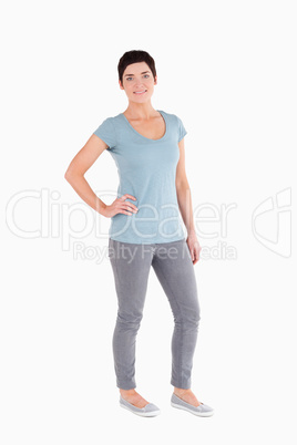 Good looking woman posing while standing up