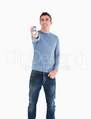 Man showing his mobile phone