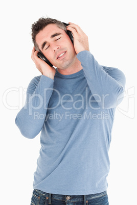 Portrait of a man enjoying some music