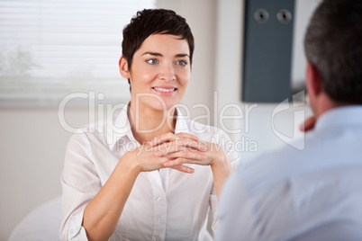 Candidate listening to her future manager