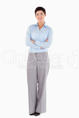 Smiling businesswoman standing up
