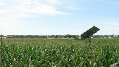 Time Lapse Solar Panel Tracks Sun in Corn Field