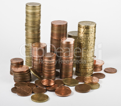 stacks of euro coins