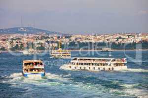 Passenger Boats on Bosphorus Strait