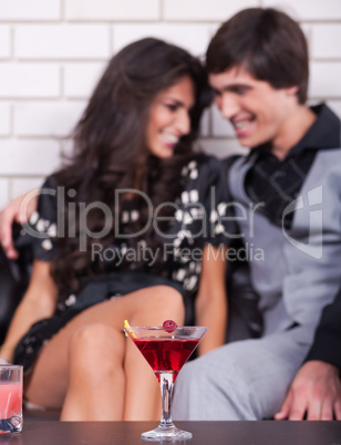 Couple on date in bar or night club