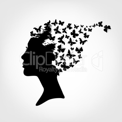 Female silhouette and butterfly