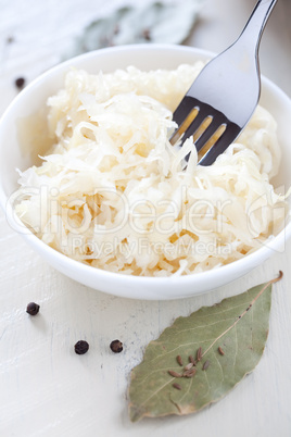 Sauerkraut mit Gabel / german sauerkraut with fork