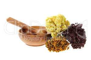 Medicinal herbs on the white background