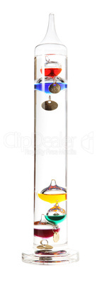 Galileo thermometer on the white