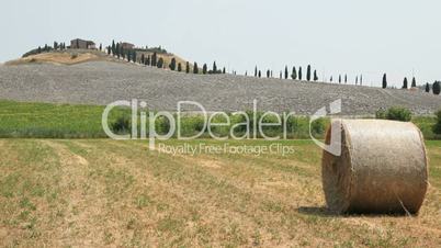 House, fields and hills in Italian countryside, Tuscany