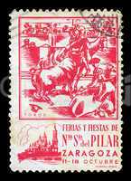 bullfighting vintage postage stamp