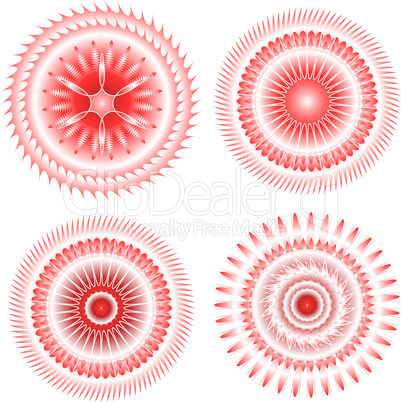 red Decorative design elements. Patterns set