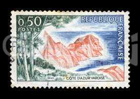 french riviera cote azur postage stamp