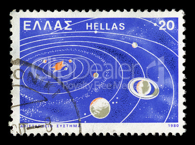 solar system postage stamp