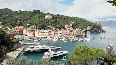 Portofino, Italian Riviera, with boats, yachts and sea