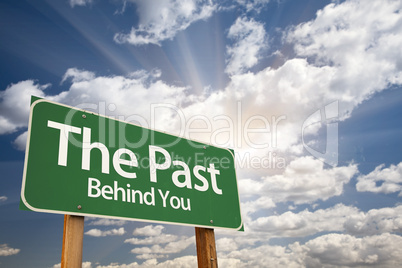 The Past, Behind You Green Road Sign