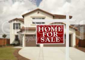 Home For Sale Real Estate Sign and House