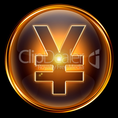 Yen icon golden.