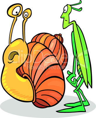 snail and grasshopper cartoon