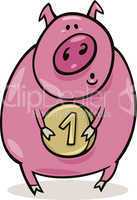 Pig with coin