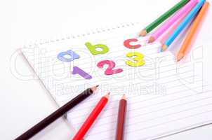 Schule Stifte Buchstaben Zahlen