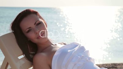 woman at the beach enjoying vacation
