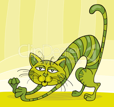 Green Cat stretching