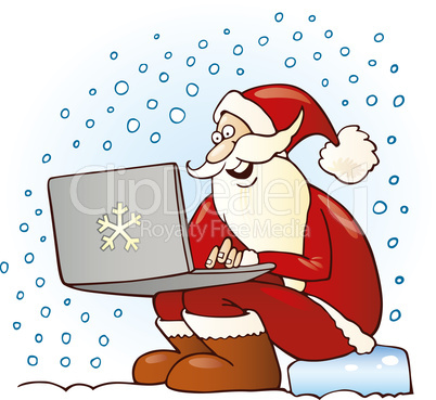 Santa claus with laptop