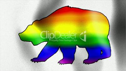 rainbow bear waving flag