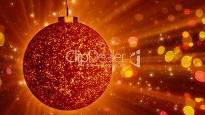 orange christmas ball close-up and lights loop