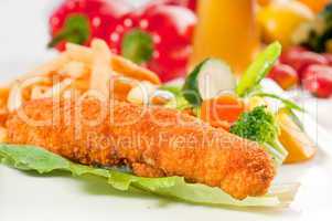 fresh chicken breast roll and vegetables