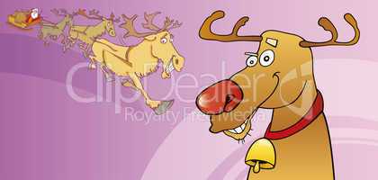 Red nose reindeer christmas card