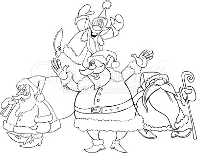 santa clauses group for coloring