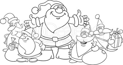 santa clauses group for coloring