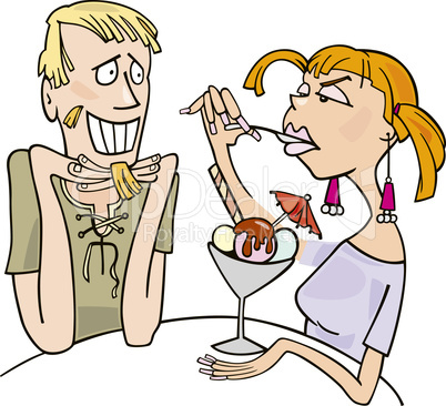 Guy and woman eating dessert