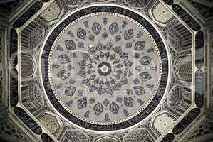 Dome of the mosque, oriental ornaments from Samarkand, Uzbekista