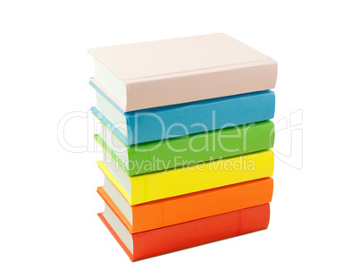 Stack of the colorful books isolated on white