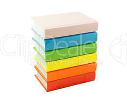 Stack of the colorful books isolated on white