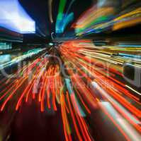 traffic lights in motion blur