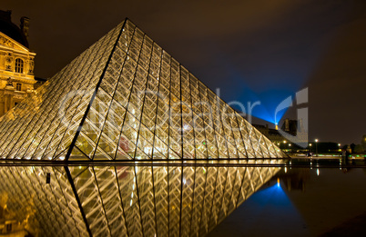 Louvre museum at night, Paris, France