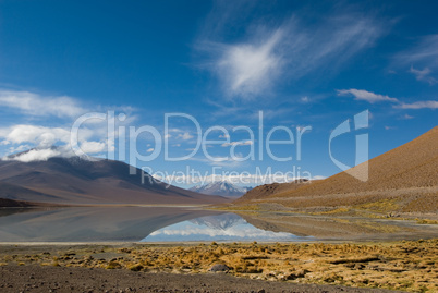 mountain, reflecting in the lake, bolivia