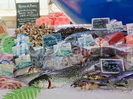 Fresh fish at a fish market in Bordeaux, France